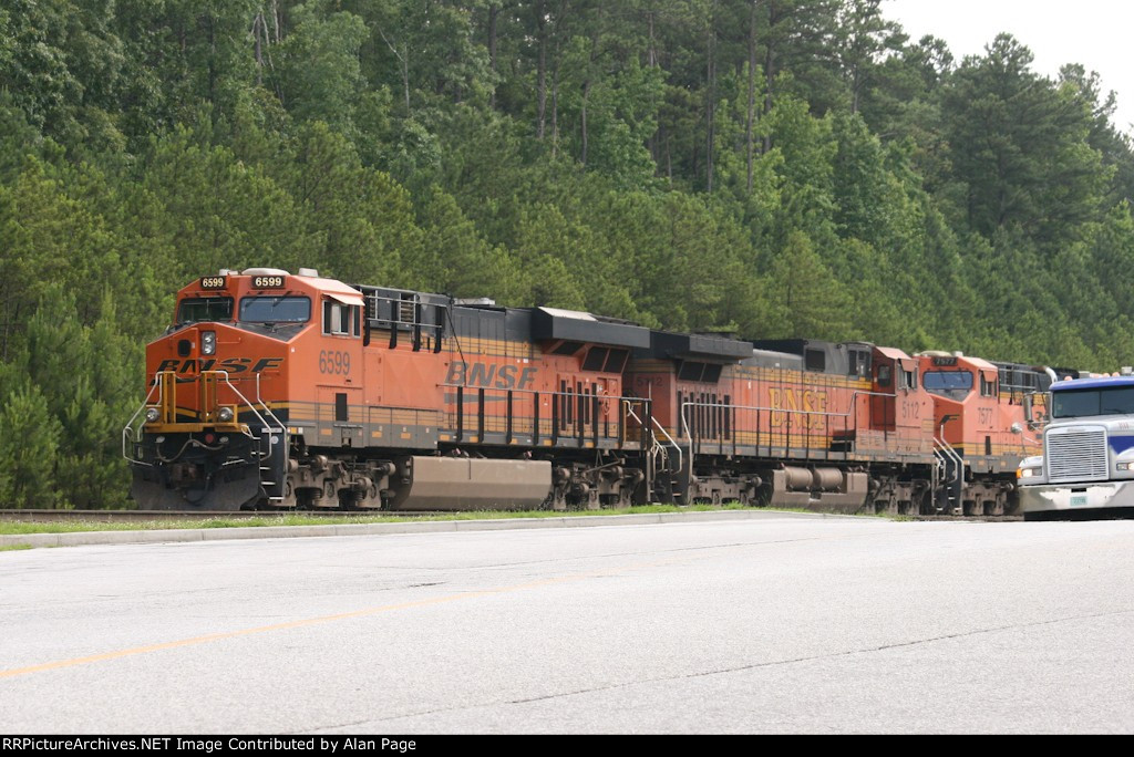 BNSF 6599 leads 5112 and 7577 in a quartet of units